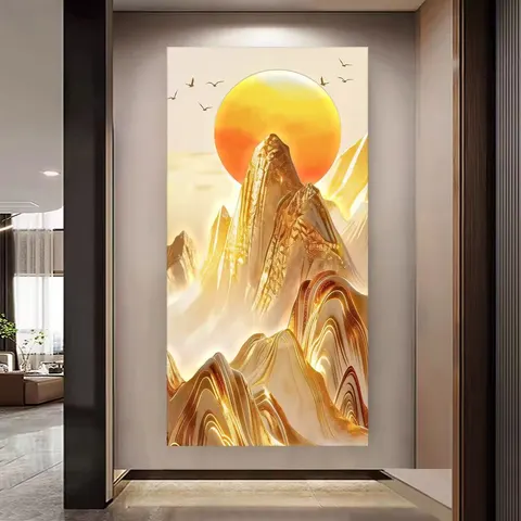 山水 单幅 装饰画 现代简约 玄关背景墙挂画 砂岩浮雕