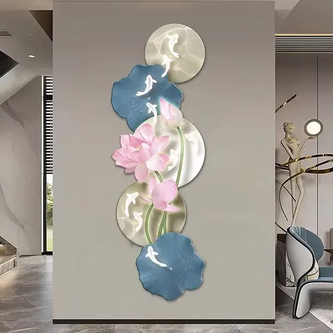 Modern Simple Abstract Crystal Porcelain Painting Wall Art Designer Home Decor Wall Art LED Light Painting