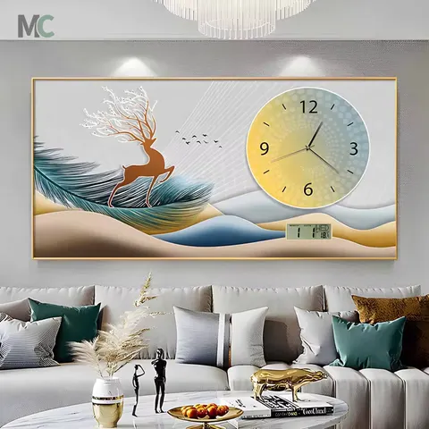 Modern Simple Abstract Fu Lu Restaurant Painting Wall Clock Perpetual Calendar Decorative Painting Wall Hanging Painting