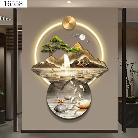 山水 单幅 装饰画 现代简约 客厅背景墙挂画 晶瓷画