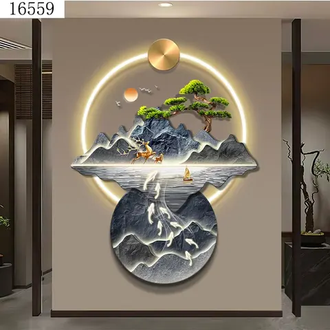 山水 单幅 装饰画 现代简约 客厅背景墙挂画 晶瓷画