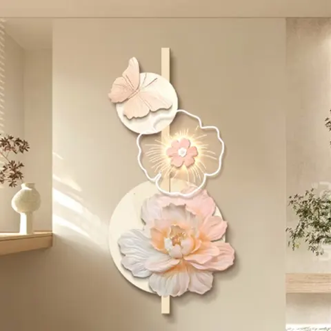 Modern Simple Acrylic Porch Living Room Mural Wall Art LED Light Painting Uv Cutting Edge Mural Wall Art Home Decor