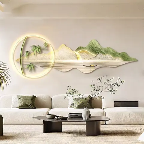 Modern Simple Atmosphere Living Room Decorative Painting Acrylic Crystal Painting Wall Art LED Light Painting Home Decoration