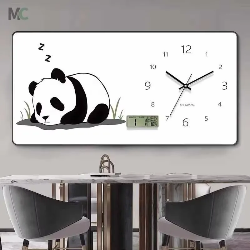Modern Simple Black and White Meal Clock Decorative Painting for Home Decoration Perpetual Calendar Electronic Clock