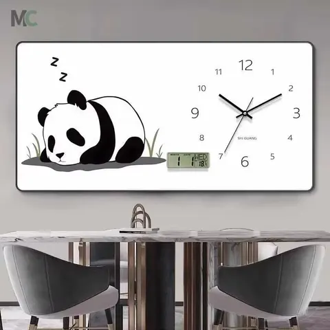 Modern Simple Black and White Meal Clock Decorative Painting for Home Decoration Perpetual Calendar Electronic Clock