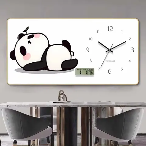 Modern Simple Black and White Meal Clock Decorative Painting for Home Decoration Perpetual Calendar Electronic Clock