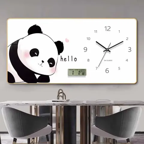 Modern Simple Black and White Meal Clock Decorative Painting for Home Decoration Perpetual Calendar Electronic Clock