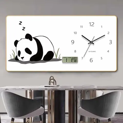 Modern Simple Black and White Meal Clock Decorative Painting for Home Decoration Perpetual Calendar Electronic Clock