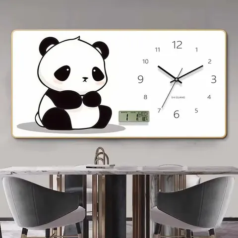 Modern Simple Black and White Meal Clock Decorative Painting for Home Decoration Perpetual Calendar Electronic Clock