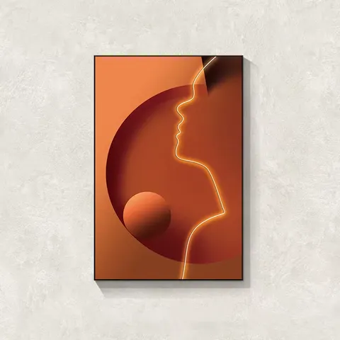 Modern Simple Character Lines Porch Art Home Decor Painting Living Room Corridor LED Glow Crystal Porcelain Painting