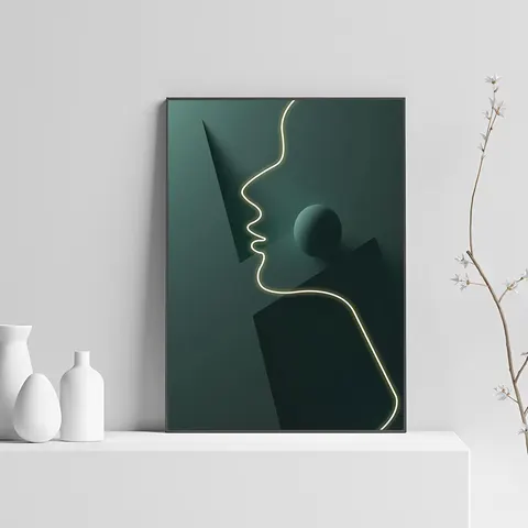 Modern Simple Character Lines Porch Art Home Decor Painting Living Room Corridor LED Glow Crystal Porcelain Painting