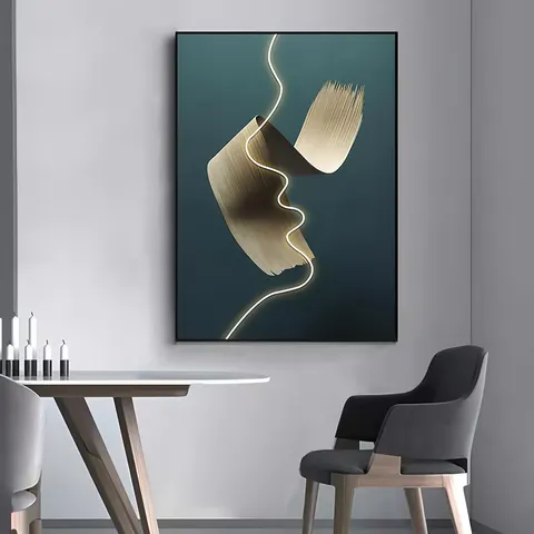 Modern Simple Character Lines Porch Art Home Decor Painting Living Room Corridor LED Glow Crystal Porcelain Painting