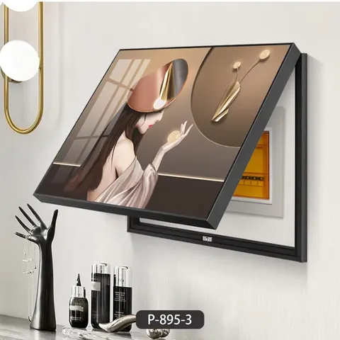 Modern Simple Electric Meter Box Decorative Painting Vertical Crystal Porcelain Wall Art Living Room Home Decoration