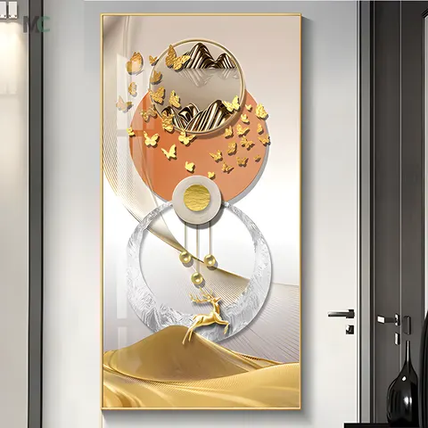 Modern Simple Elk Art Home Decor Paintings Living Room Entering the Door Corridor Crystal Porcelain Painting