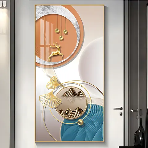 Modern Simple Elk Art Home Decor Paintings Living Room Entering the Door Corridor Crystal Porcelain Painting