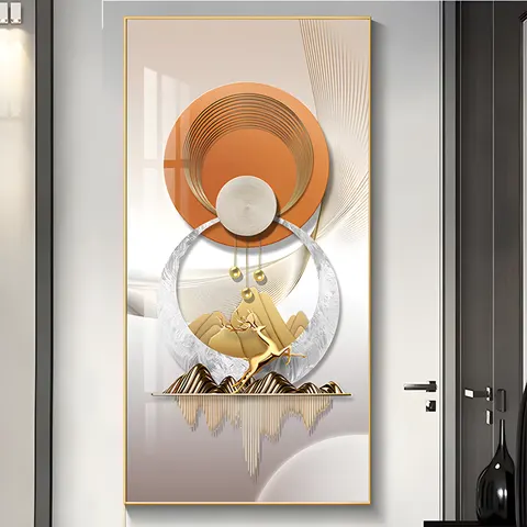 Modern Simple Elk Art Home Decor Paintings Living Room Entering the Door Corridor Crystal Porcelain Painting