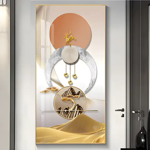 Modern Simple Elk Art Home Decor Paintings Living Room Entering the Door Corridor Crystal Porcelain Painting