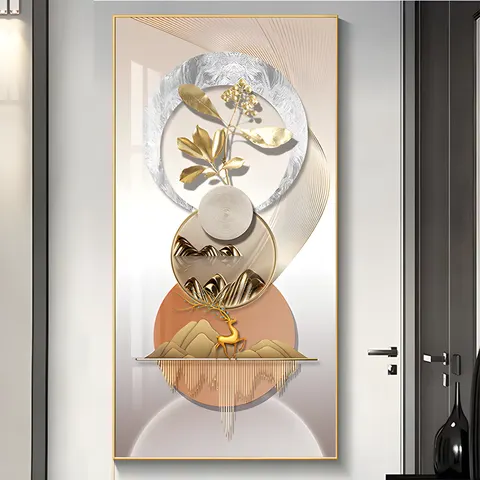 Modern Simple Elk Art Home Decor Paintings Living Room Entering the Door Corridor Crystal Porcelain Painting
