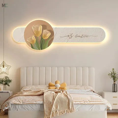 Modern Simple Flower 3D Printed LED Decor Crystal Porcelain 3D Wall Murals for Bedroom Background Wall Art