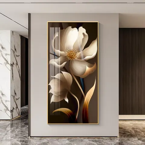 Modern Simple Hanging Flower Painting Wall Art Home Decor Painting High-end Atmosphere Crystal Porcelain Mural