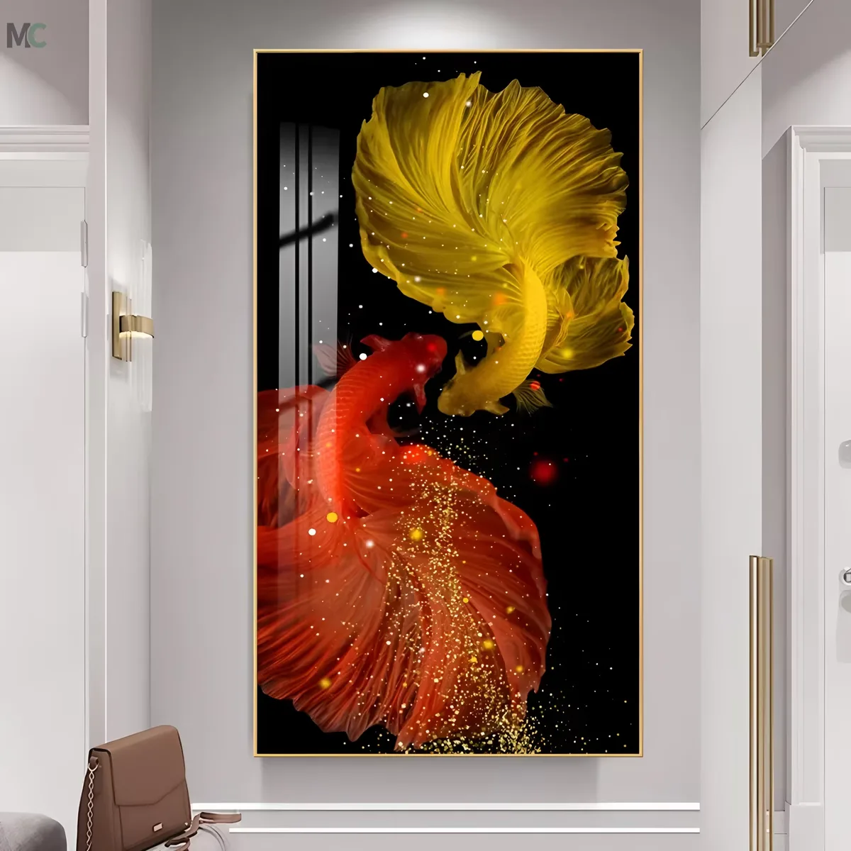 锦鲤 单幅 装饰画 现代简约 玄关背景墙挂画 晶瓷画
