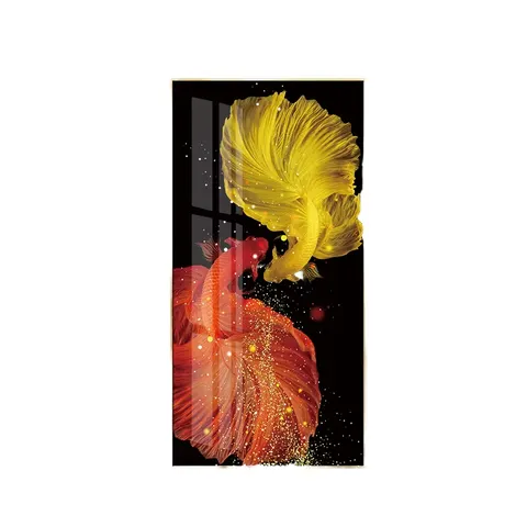 锦鲤 单幅 装饰画 现代简约 玄关背景墙挂画 晶瓷画