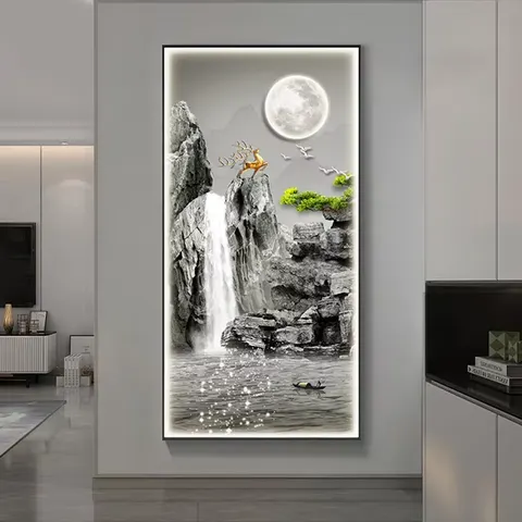 Modern Simple Landscape Mural Led Painting Crystal Porcelain Painting Living Room Home Decor Painting