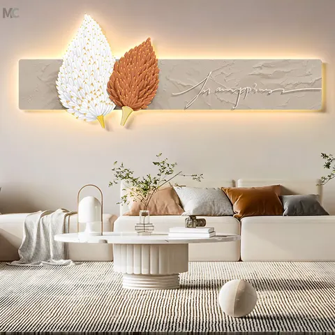 Modern Simple Living Room Sofa Background Wall Crystal Porcelain Painting LED Glow Wall Art Home Decor Painting