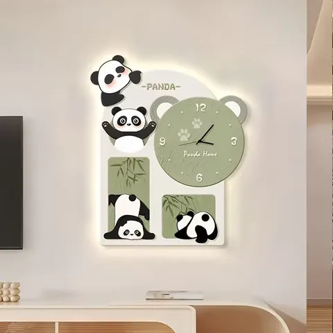 挂钟组合 单幅 装饰画 现代简约 餐厅背景墙挂画 LED带灯画
