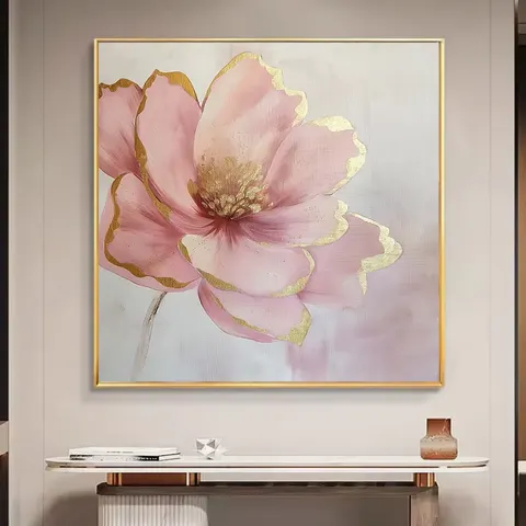 Modern Simple Luxury Style Peony Flower Wall Art Home Decor Painting Living Room Background Wall Crystal Porcelain Painting