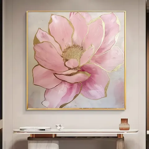 Modern Simple Luxury Style Peony Flower Wall Art Home Decor Painting Living Room Background Wall Crystal Porcelain Painting