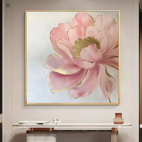 Modern Simple Luxury Style Peony Flower Wall Art Home Decor Painting Living Room Background Wall Crystal Porcelain Painting