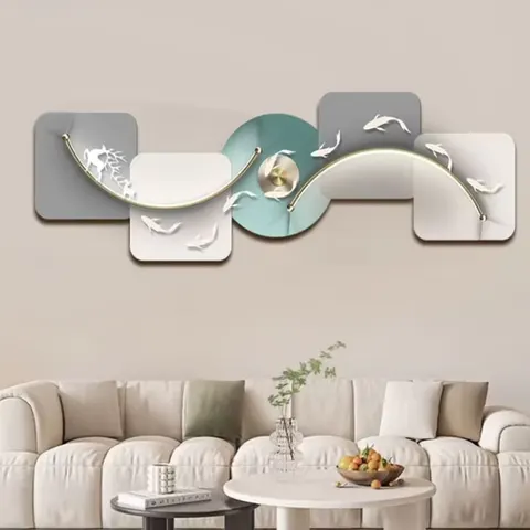 Modern Simple Nine Fish Picture Wall Decoration Painting Sofa Background Wall Led Light Wall Art Home Decor