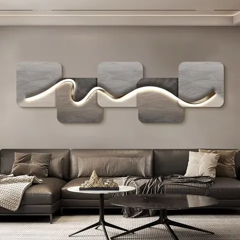 Modern Simple Nine Fish Picture Wall Decoration Painting Sofa Background Wall Led Light Wall Art Home Decor