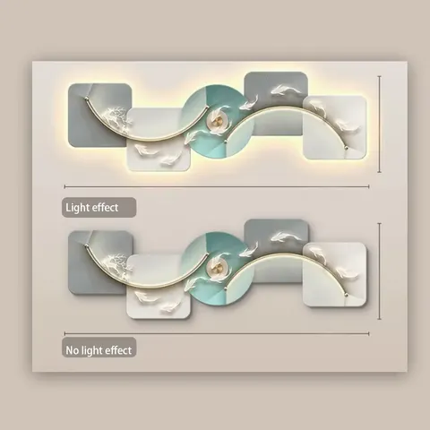Modern Simple Nine Fish Picture Wall Decoration Painting Sofa Background Wall Led Light Wall Art Home Decor