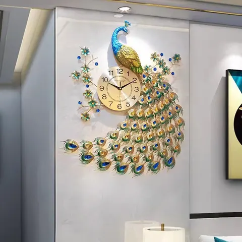 Modern Simplicity Atmosphere Fashion Creativity Clocks and Watches Art Decor Peacock Ironwork Home Decoration