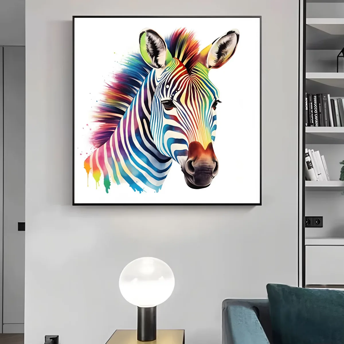 Modern Simplicity Colorful Zebra Animal Painting  Hotel Background Wall Square Crystal Painting
