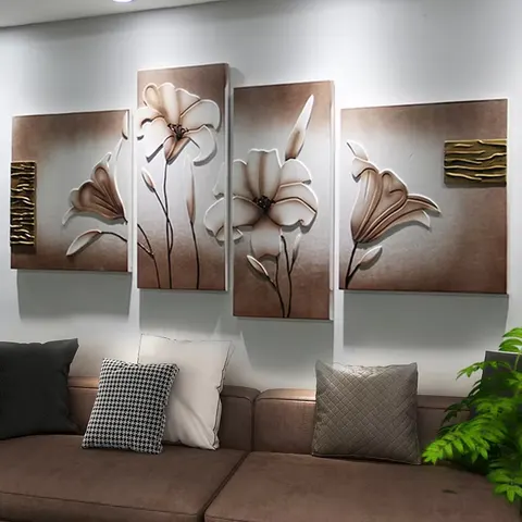 城市 单幅 装饰画 现代简约 客厅背景墙挂画 手工皮雕