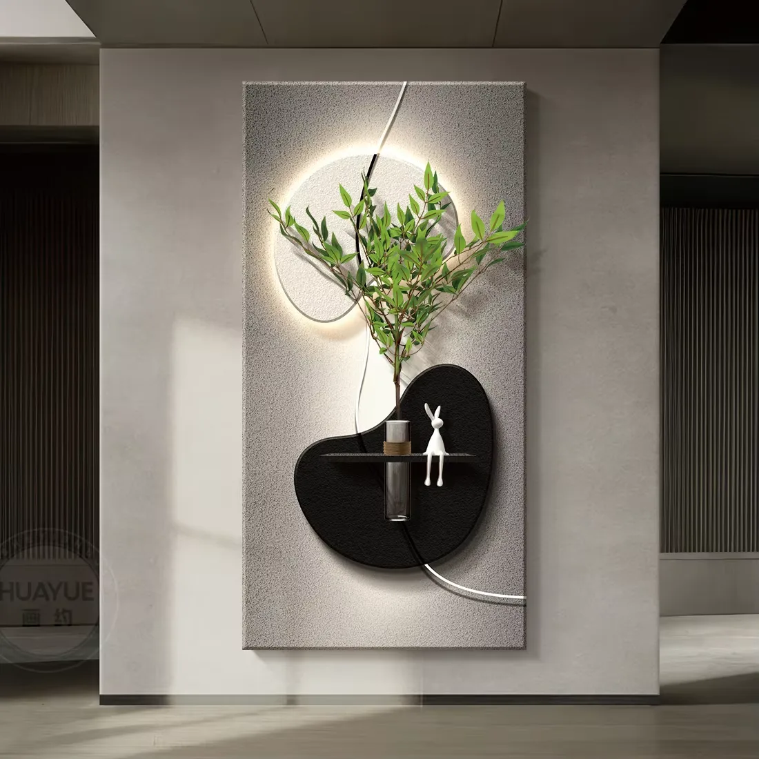 Modern Simplicity Corridor Wall Decor Painting Sandstone Hydroponic Plants Art Decor LED Painting