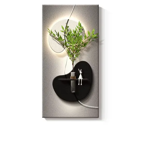 Modern Simplicity Corridor Wall Decor Painting Sandstone Hydroponic Plants Art Decor LED Painting