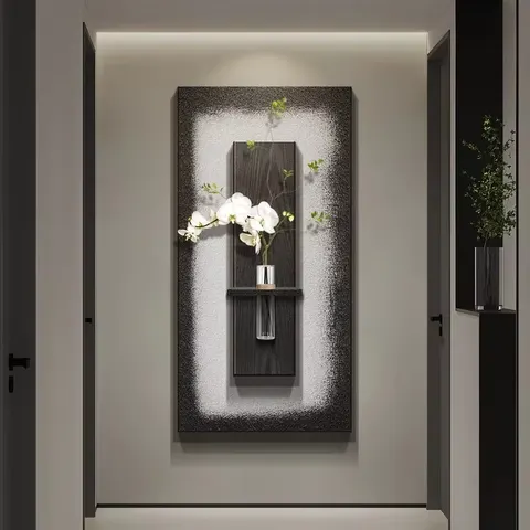 Modern Simplicity Entrance Hall Art Decor Wall Painting Three-dimensional  Black and White Sandstone Fabric Mural