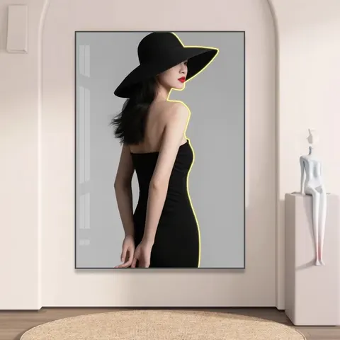 Modern Simplicity Glowed LED Painting Fashion Female Portrait Art Home Furnishing Decor Painting