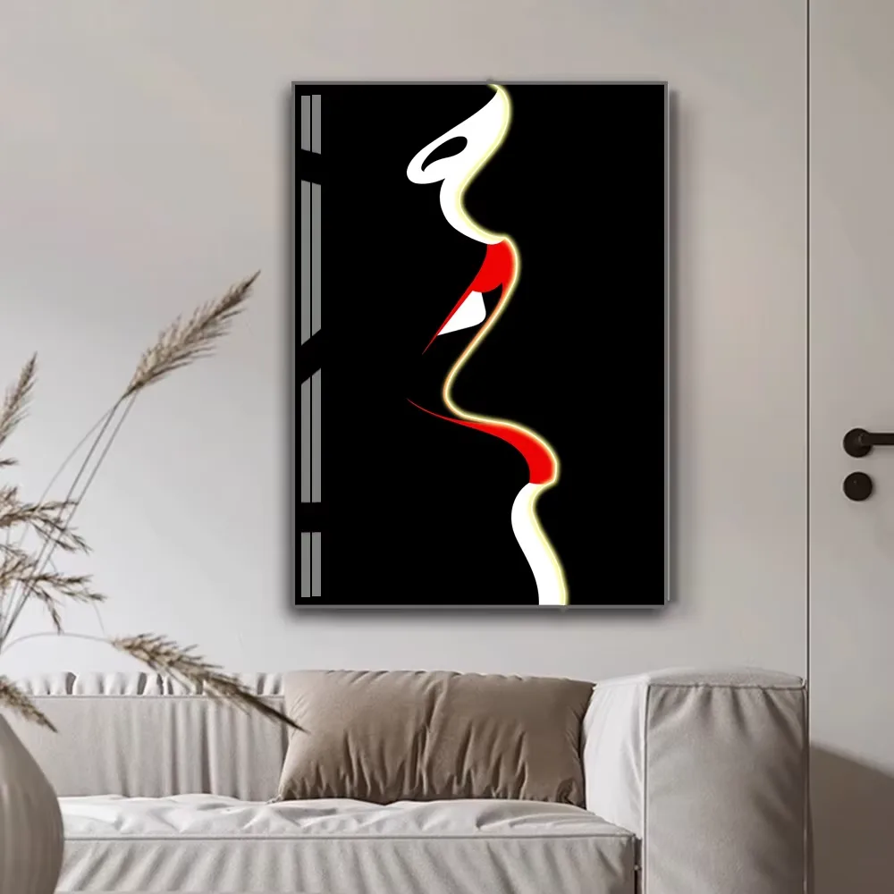 Modern Simplicity  Home Decor Paintings Crystal Porcelain Painting Sofa Background Wall Character Lines LED Painting