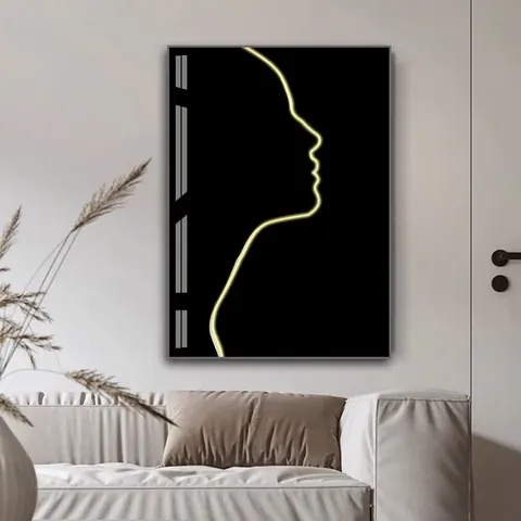 Modern Simplicity  Home Decor Paintings Crystal Porcelain Painting Sofa Background Wall Character Lines LED Painting