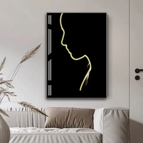 Modern Simplicity  Home Decor Paintings Crystal Porcelain Painting Sofa Background Wall Character Lines LED Painting
