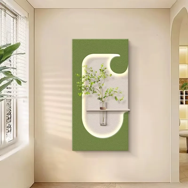 Modern Simplicity Hydroponic Green Plants Sandstone Light-emitting LED Decor Painting Corridor Art Decor Wall Painting