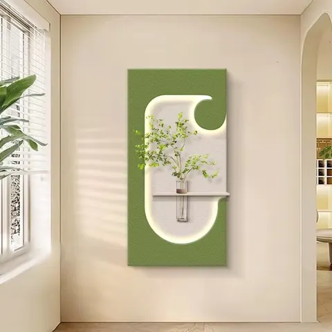 Modern Simplicity Hydroponic Green Plants Sandstone Light-emitting LED Decor Painting Corridor Art Decor Wall Painting