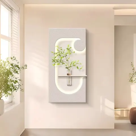 Modern Simplicity Hydroponic Green Plants Sandstone Light-emitting LED Decor Painting Corridor Art Decor Wall Painting