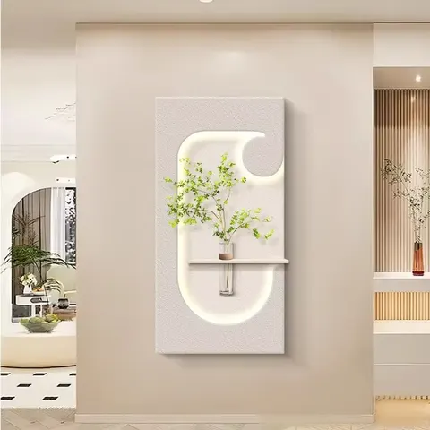 Modern Simplicity Hydroponic Green Plants Sandstone Light-emitting LED Decor Painting Corridor Art Decor Wall Painting