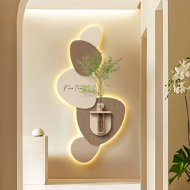 Modern Simplicity Hydroponics Green Plants Sandstone Fabric Art Decor Painting Light-emitting LED Decor Painting
